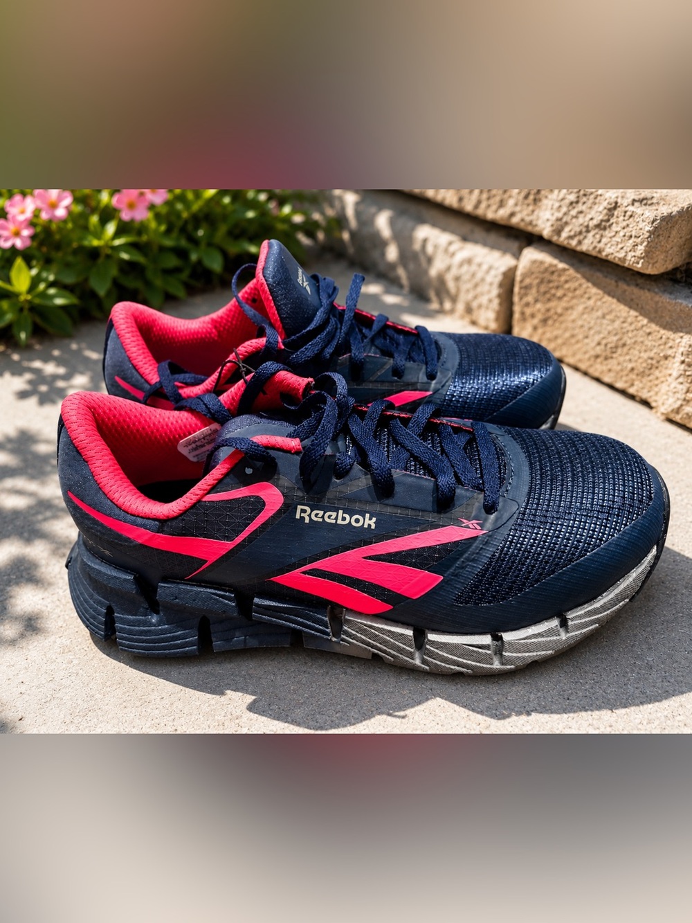 Reebok Navy with Pink Running Sneakers